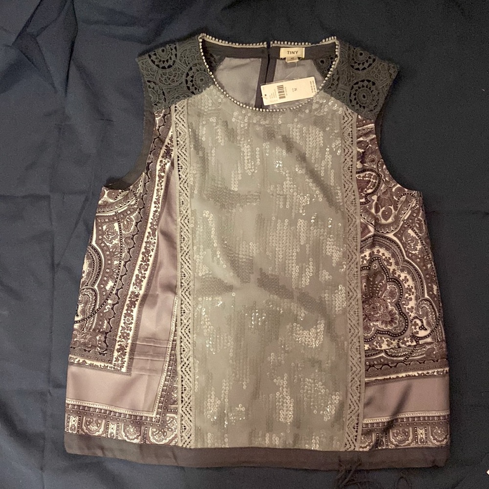 NWT- Anthropologie TINY Lace and Sequin Top